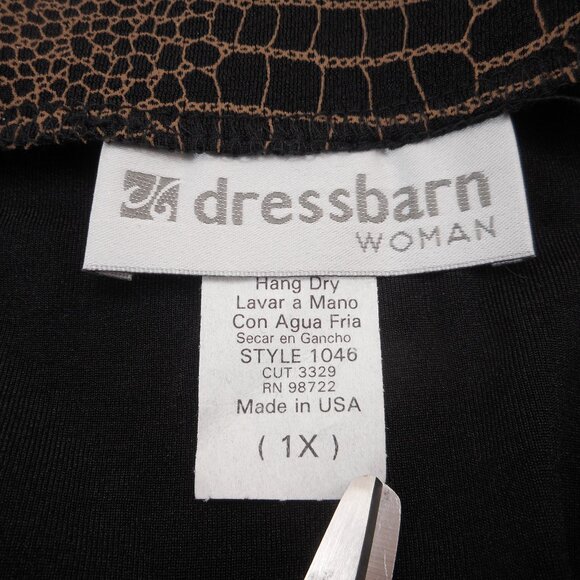 NWT DressBarn Women's plus size 1X Maxi Skirt Black with Brown Reptile Print - Picture 7 of 10